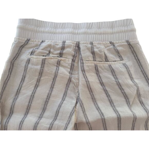 Athleta Cabo Linen Cream and Navy Striped Wide Leg Pants Size 2 - Picture 5 of 7
